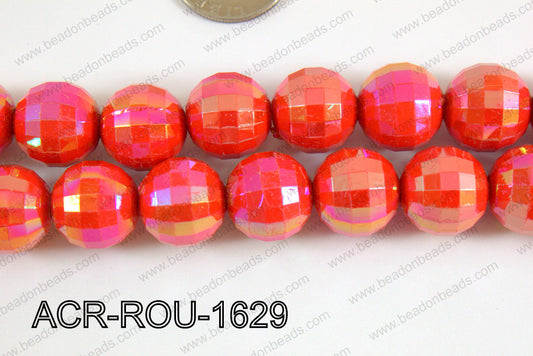 Acrylic Round faceted 16mm red ACR-ROU-1629