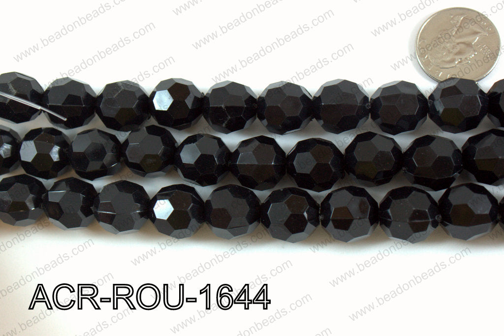 Acrylic Round faceted 16mm black ACR-ROU-1644