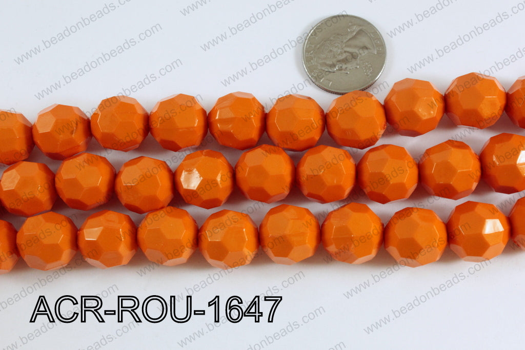 Acrylic Round faceted 16mm orange ACR-ROU-1647