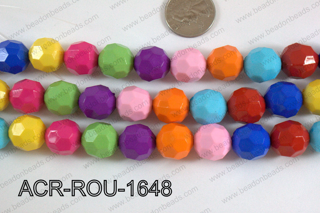 Acrylic Round faceted 16mm multi ACR-ROU-1648