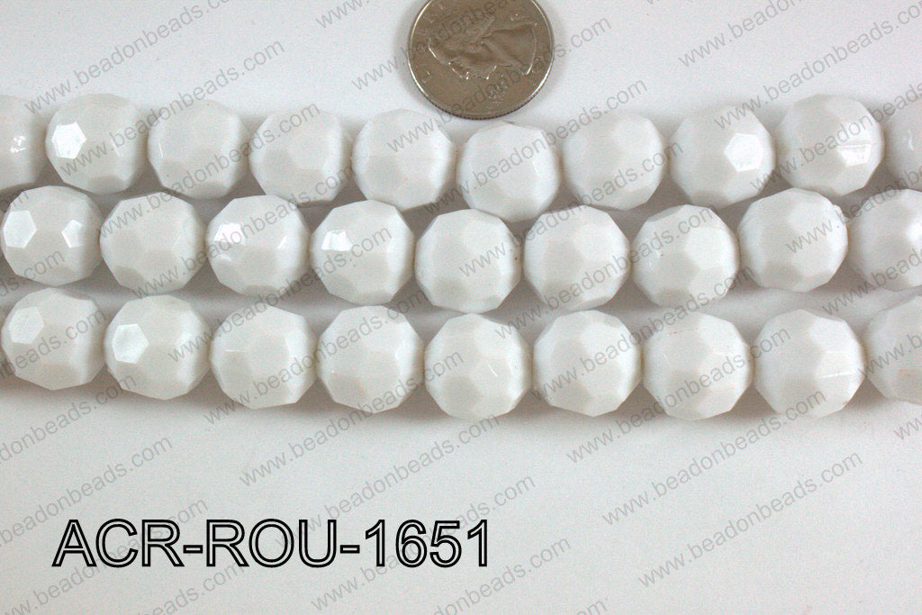 Acrylic Round faceted 16mm white ACR-ROU-1651