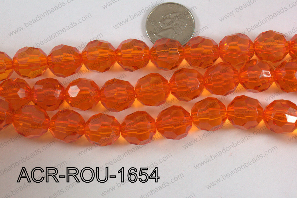 Acrylic Round faceted 16mm orange  ACR-ROU-1654