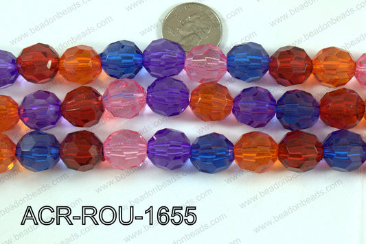 Acrylic Round faceted 16mm multi  ACR-ROU-1655