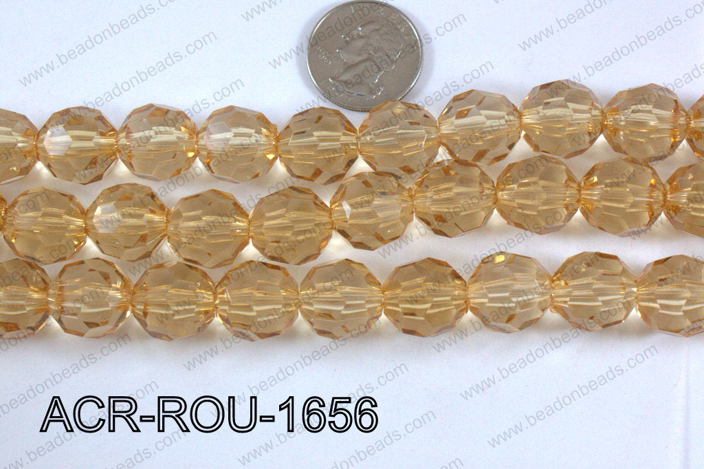 Acrylic Round faceted 16mm beige  ACR-ROU-1656