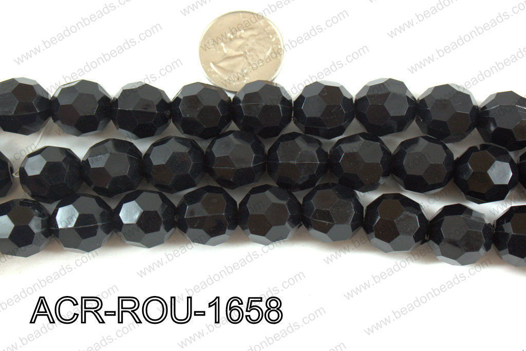 Acrylic Round faceted 16mm black  ACR-ROU-1658
