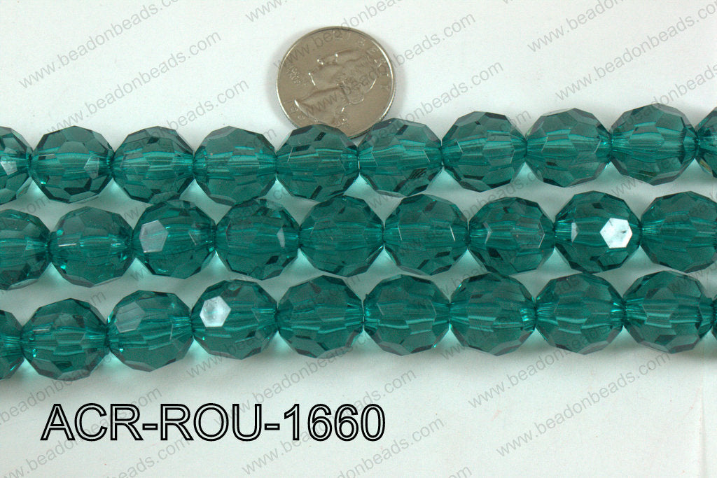 Acrylic Round faceted 16mm emerald  ACR-ROU-1660