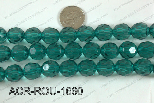 Acrylic Round faceted 16mm emerald  ACR-ROU-1660