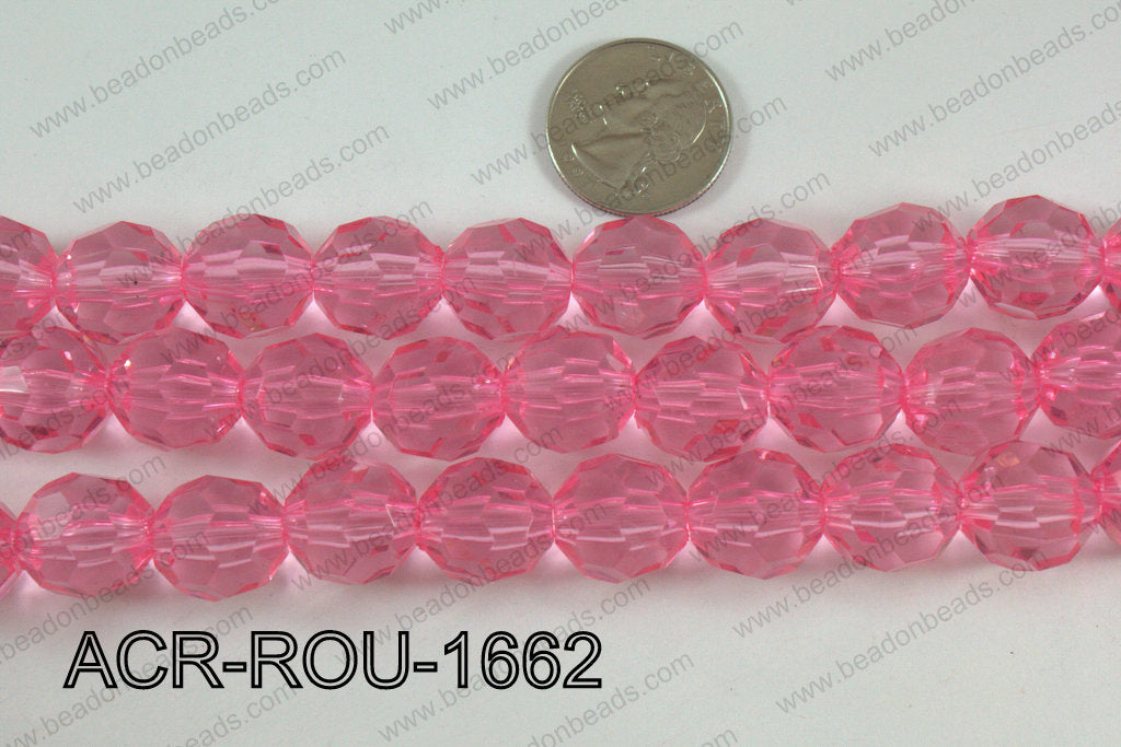 Acrylic Round faceted 16mm light pink  ACR-ROU-1662
