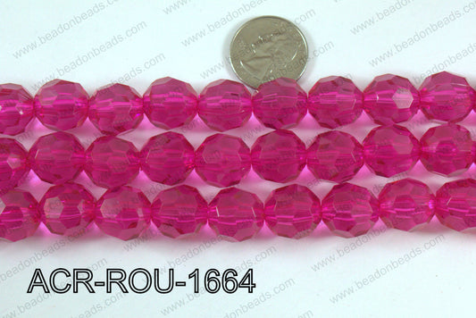 Acrylic Round faceted 16mm hot pink  ACR-ROU-1664