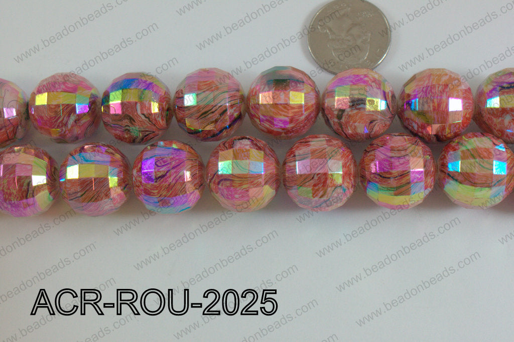Acrylic Round faceted 20mm Red ACR-ROU-2025