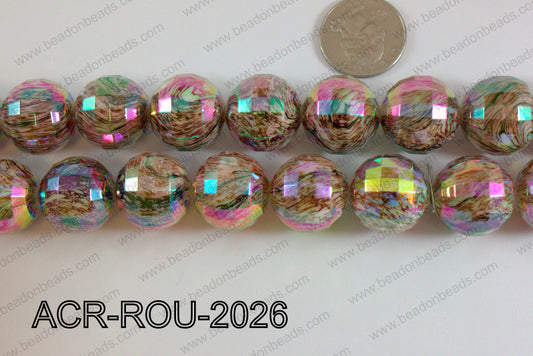 Acrylic Round faceted 20mm Brown ACR-ROU-2026