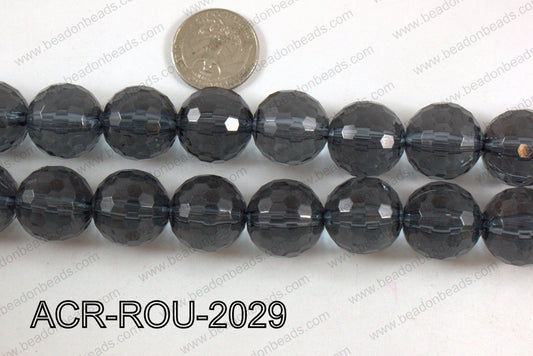 Acrylic Round 48cut faceted 20mm black ACR-ROU-2029