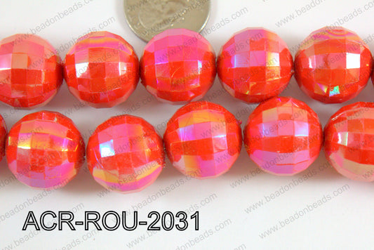 Acrylic Round faceted 20mm red ACR-ROU-2031