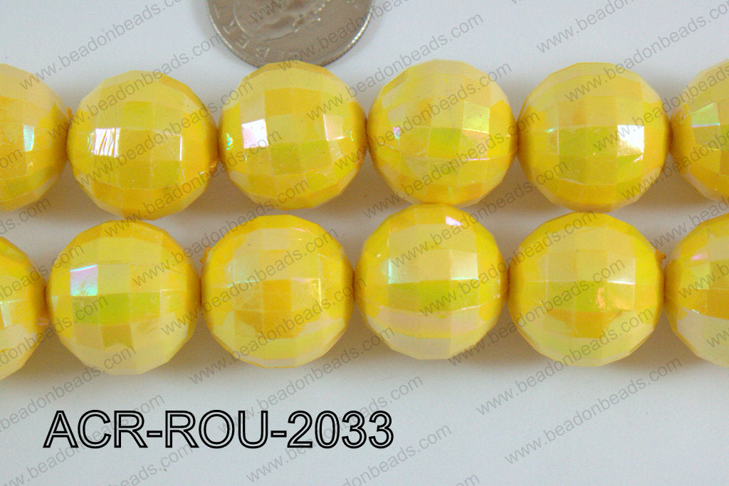 Acrylic Round faceted 20mm yellow ACR-ROU-2033