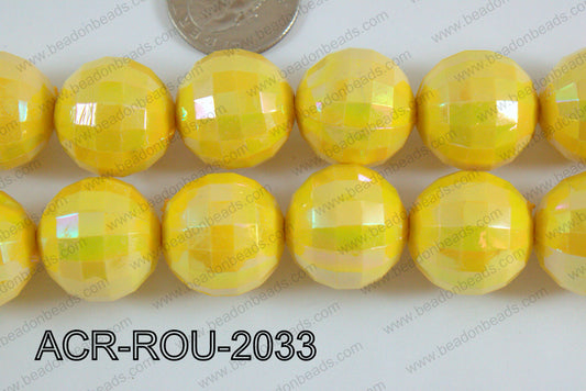 Acrylic Round faceted 20mm yellow ACR-ROU-2033