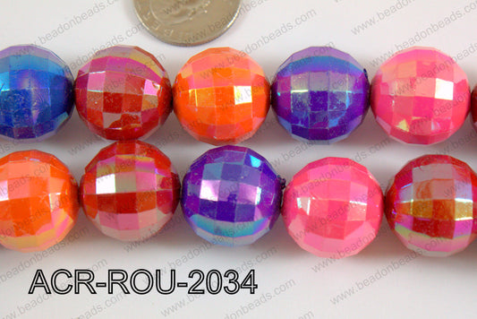 Acrylic Round faceted 20mm multi ACR-ROU-2034