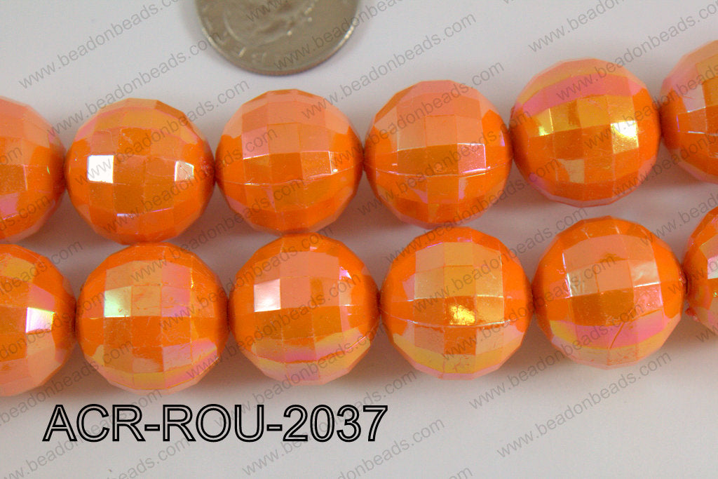 Acrylic Round faceted 20mm orange ACR-ROU-2037