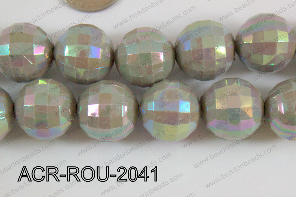 Acrylic Round faceted 20mm grey ACR-ROU-2041
