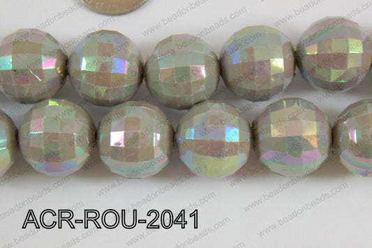 Acrylic Round faceted 20mm grey ACR-ROU-2041