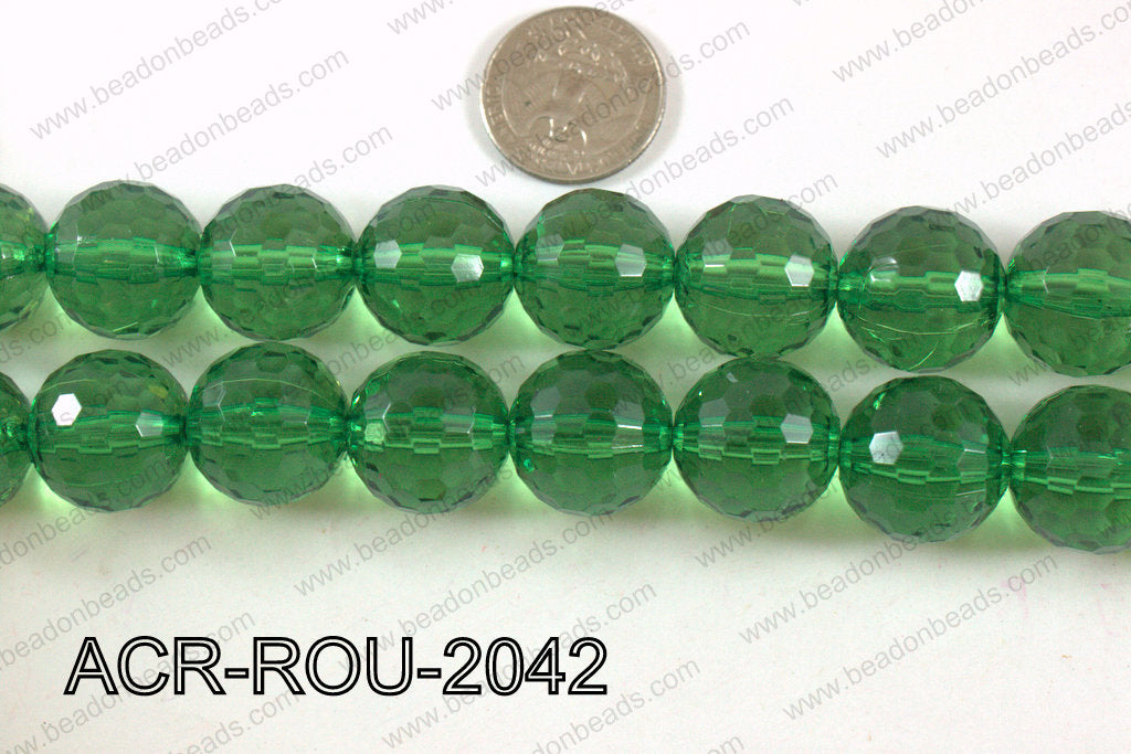 Acrylic Round 48cut faceted 20mm green ACR-ROU-2042