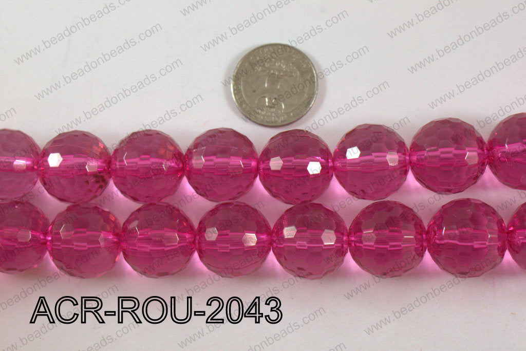 Acrylic Round 48cut faceted 20mm hot pink ACR-ROU-2043