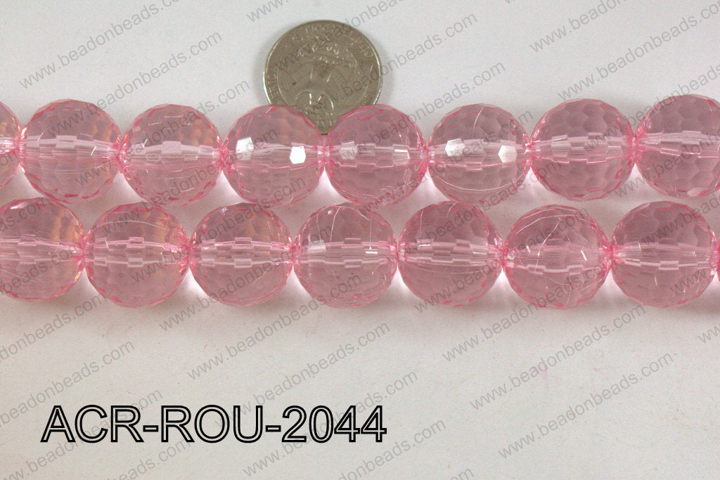 Acrylic Round 48cut faceted 20mm light pink ACR-ROU-2044