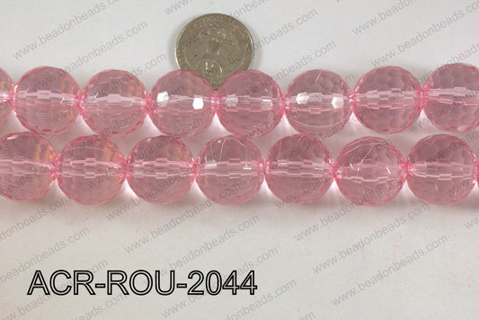 Acrylic Round 48cut faceted 20mm light pink ACR-ROU-2044