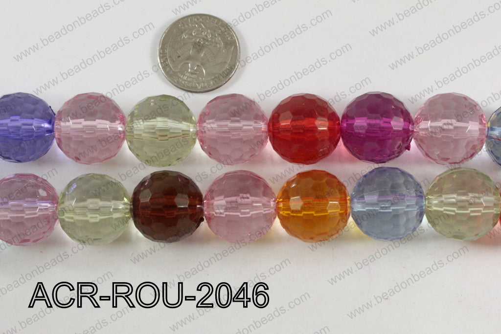 Acrylic Round 48cut faceted 20mm multi ACR-ROU-2046