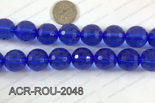 Acrylic Round 48cut faceted 20mm dark blue ACR-ROU-2048