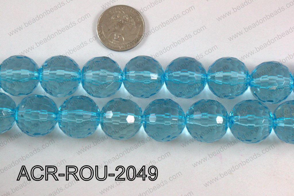 Acrylic Round 48cut faceted 20mm light blue ACR-ROU-2049