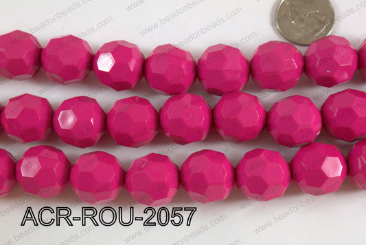 Acrylic Round faceted 20mm hot pink ACR-ROU-2057