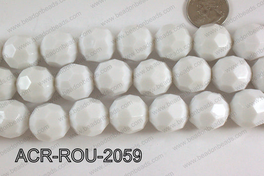 Acrylic Round faceted 20mm white ACR-ROU-2059