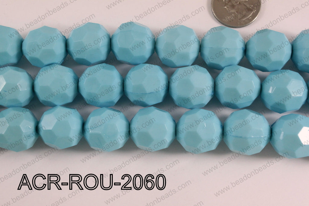 Acrylic Round faceted 20mm blue ACR-ROU-2060