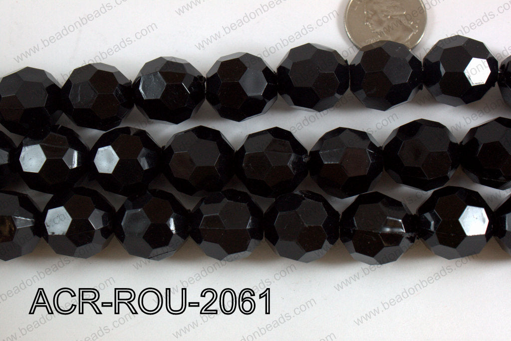 Acrylic Round faceted 20mm black ACR-ROU-2061