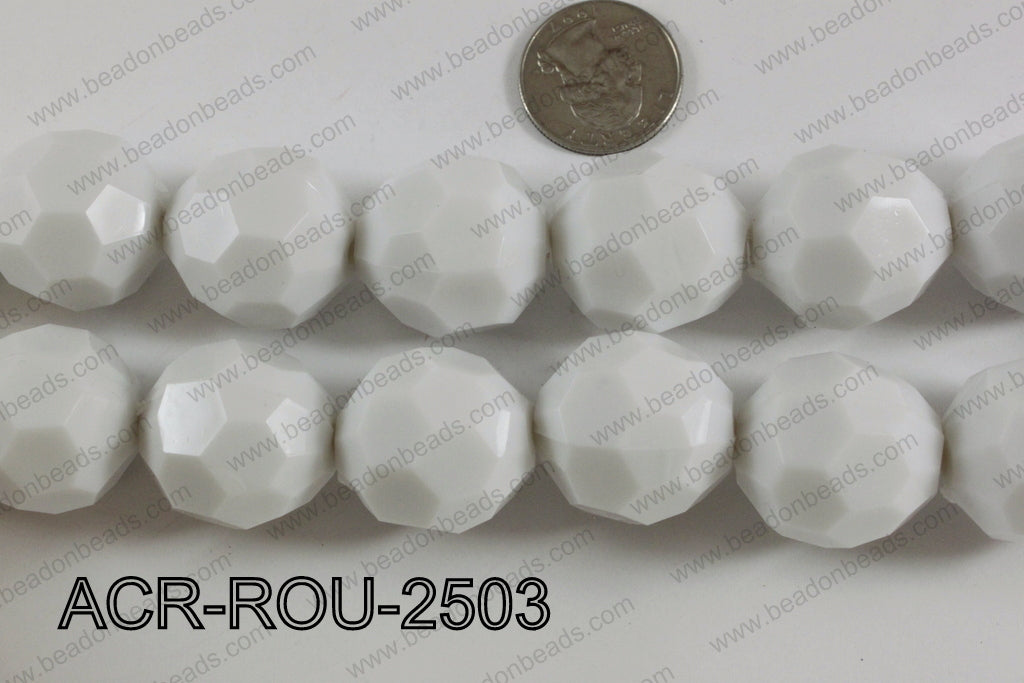 Acrylic Round faceted 25mm white  ACR-ROU-2503
