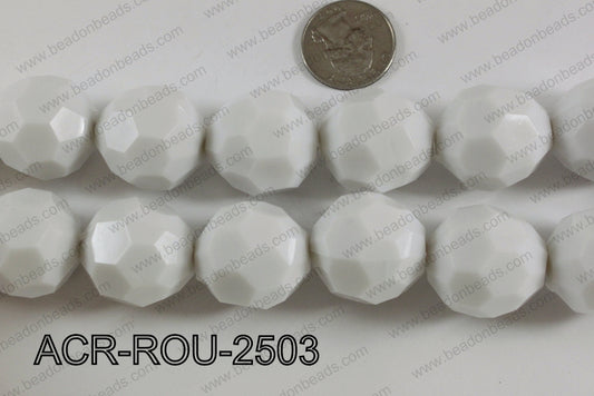 Acrylic Round faceted 25mm white  ACR-ROU-2503