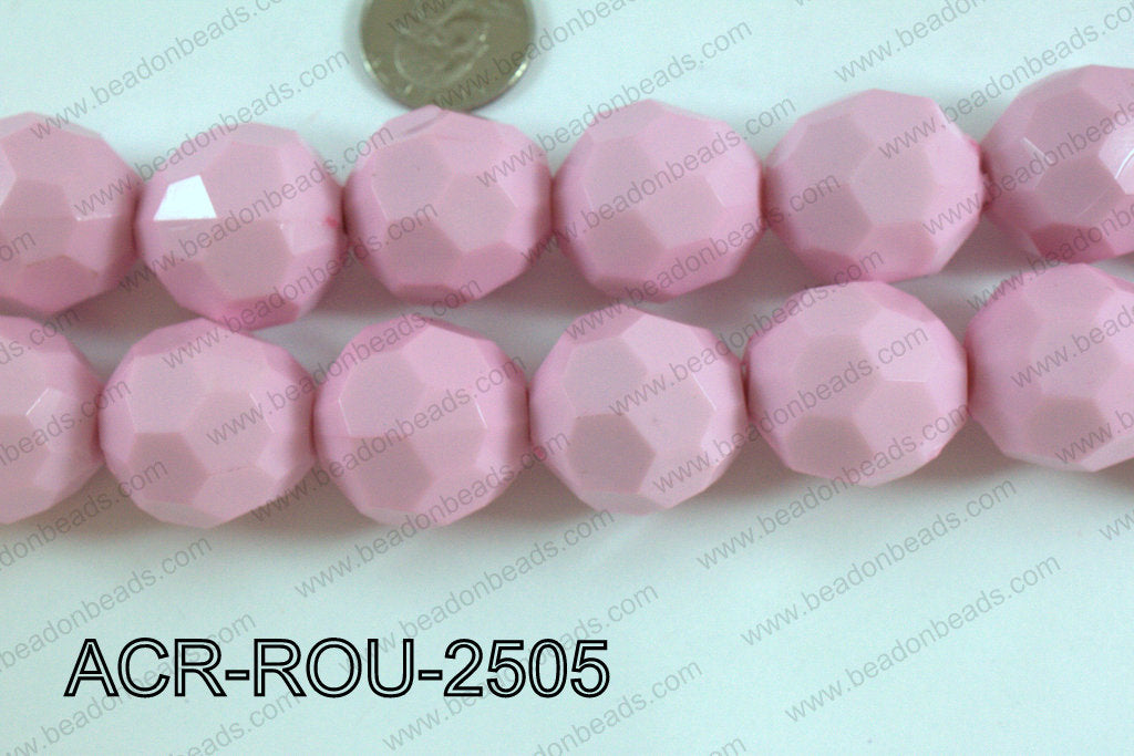 Acrylic Round faceted 25mm pink  ACR-ROU-2505