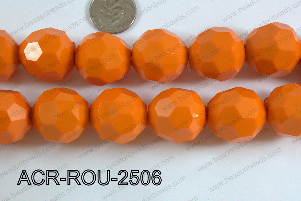 Acrylic Round faceted 25mm orange  ACR-ROU-2506