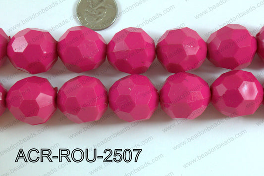 Acrylic Round faceted 25mm hot pink  ACR-ROU-2507