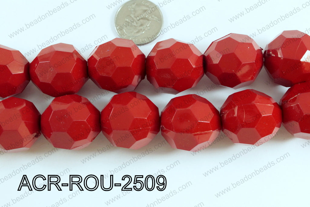 Acrylic Round faceted 25mm red  ACR-ROU-2509