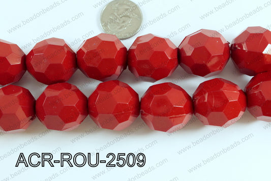 Acrylic Round faceted 25mm red  ACR-ROU-2509