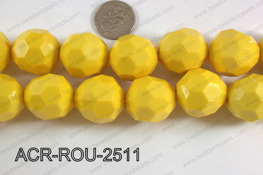 Acrylic Round faceted 25mm yellow  ACR-ROU-2511