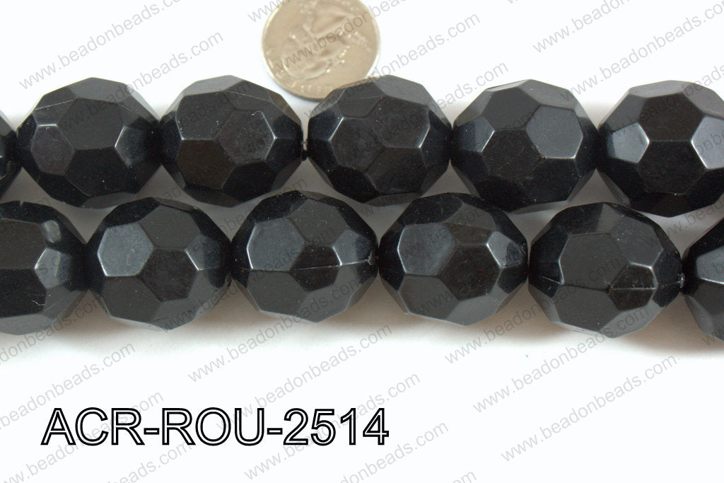 Acrylic Round Faceted Black 25mm ACR-ROU-2514