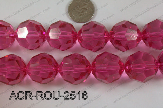 Acrylic Round Faceted Hot Pink 25mm ACR-ROU-2516