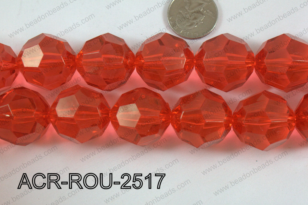 Acrylic Round Faceted Red 25mm ACR-ROU-2517