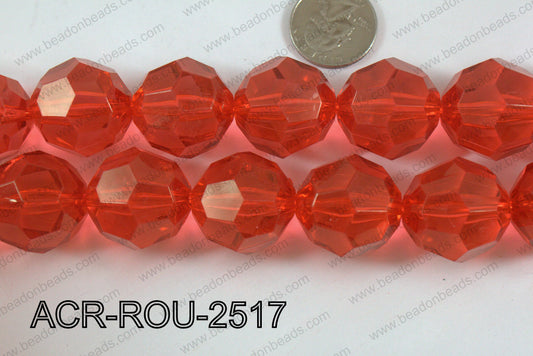 Acrylic Round Faceted Red 25mm ACR-ROU-2517