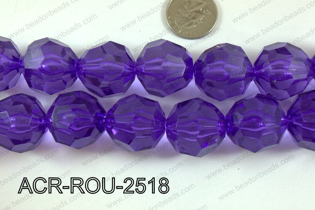 Acrylic Round Faceted Purple 25mm ACR-ROU-2518