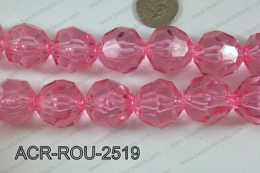 Acrylic Round Faceted Pink 25mm ACR-ROU-2519