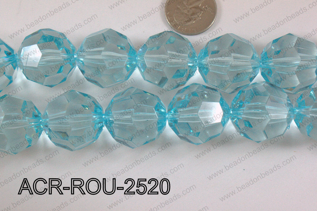 Acrylic Round Faceted Blue 25mm ACR-ROU-2520