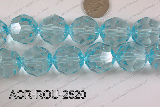 Acrylic Round Faceted Blue 25mm ACR-ROU-2520